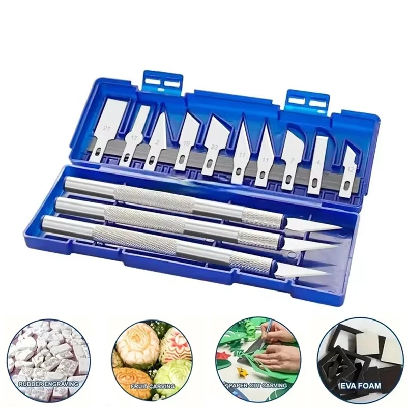 13pcs Portable Metal Carving Knife Pen Set Art Seal Cutting Manual Tool Kit Non-Slip Precision Repair Gadget For Paper Cuttings
