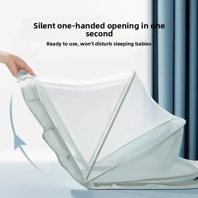 Foldable Baby Mosquito Net Cover Full Shield No Installation Mongolian Tent Children's Bedding Pure Color Safety Certified
