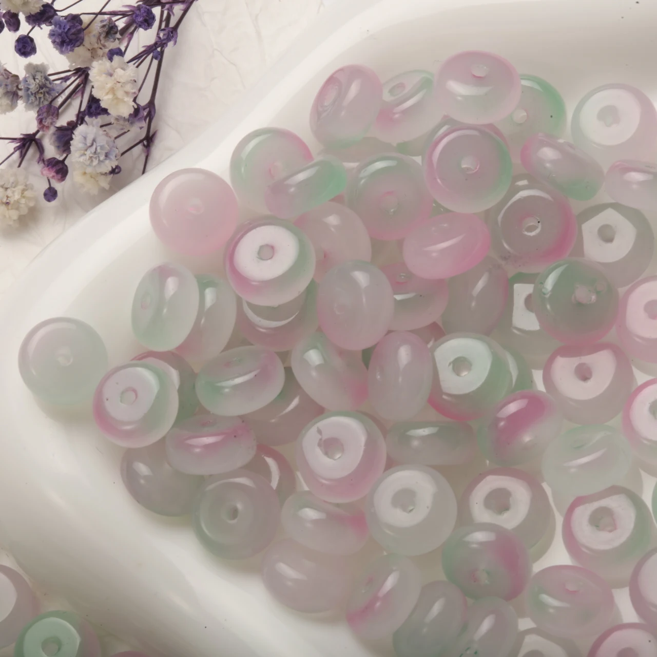 136pcs/lot Glass Abacus Beads 5x10mm Flat Round Spacer Beads for DIY Necklaces Bracelets Jewelry Making Accessories