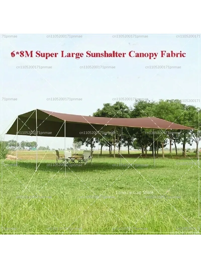 6x8ft Large Waterproof Oxford Silver Coated Outdoor Camping Awning Sun Shelter Tarp with Extra Hanging Points