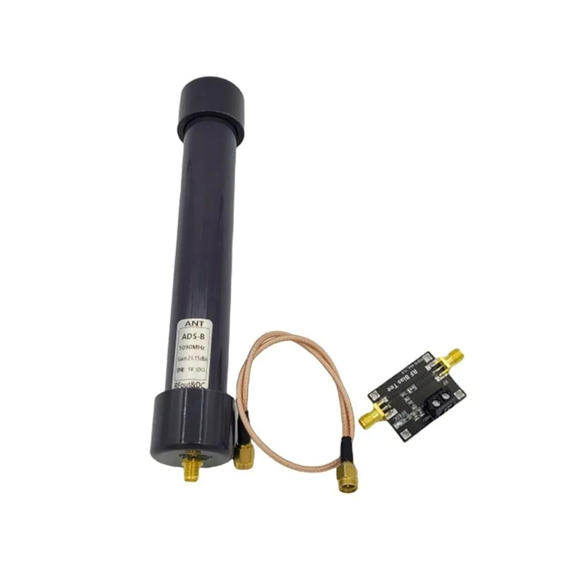 

ADS-B 1090MHz Active Antenna DC5V Bias Tee Terminal Block Power Supply High Gain RF Receiving Antenna with Female Connector