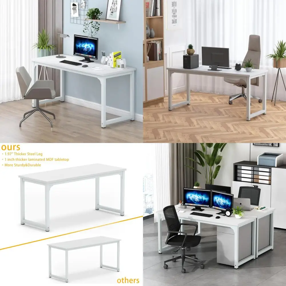

Spacious 63 Dual-Person Office Desk, Sturdy Metal Frame, Ideal for Home Workspace