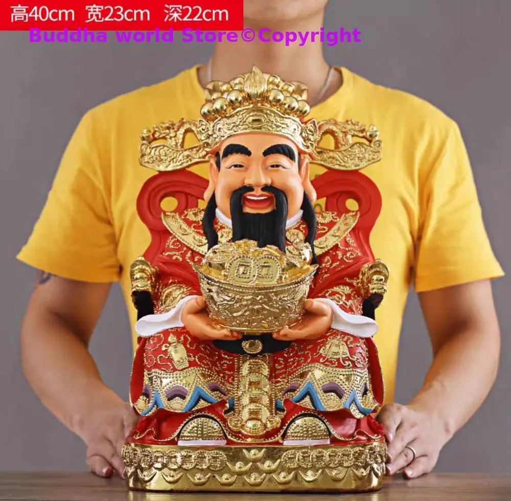 

large Southeast Asia HOME SHOP Company efficacious Mascot Golden CAI SHEN God of wealth FENG SHUI statue brisk thriving business