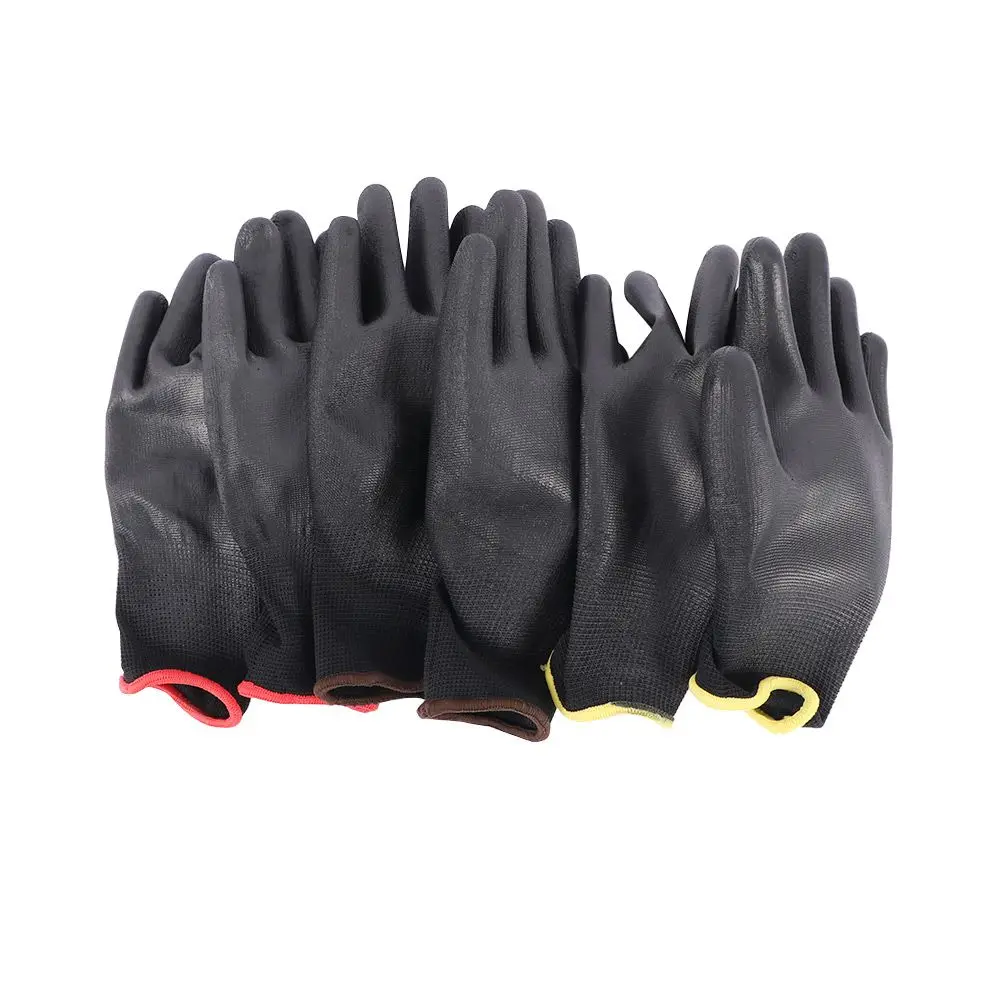 

6 Pairs PU Palm Coating Grip Coated Workplace Safety Gloves Work Glove Protection Garden Supplies