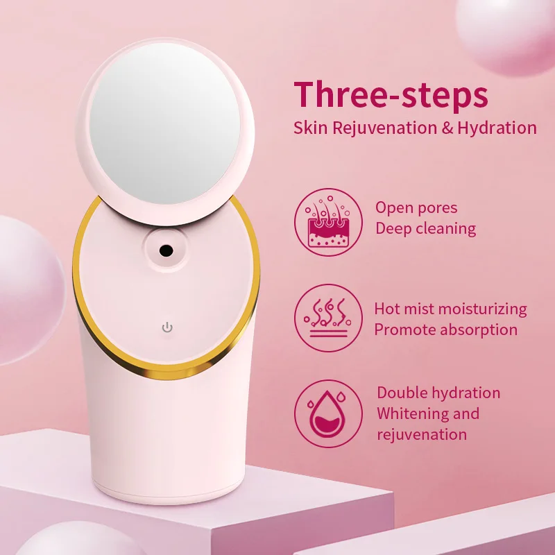 New Design Home Use Nano Ionic Warm Mist Face Humidifier Steamer for Facial Moisturizing Cleansing Mirror Facial Steamer