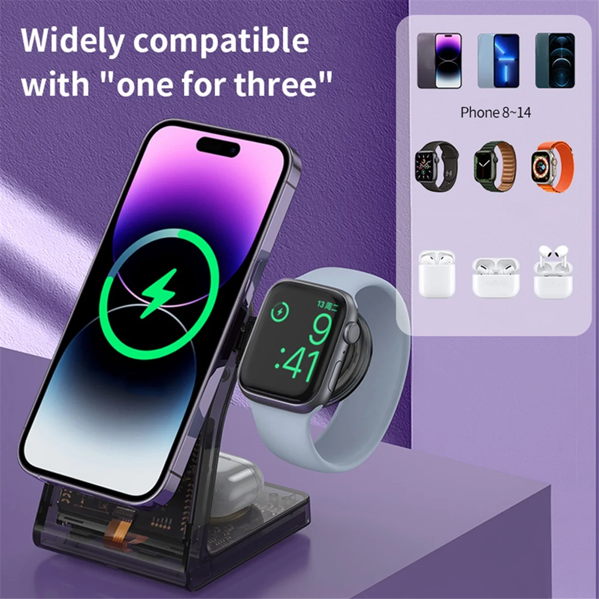 ワイヤレス充電器スタンド磁気ワイヤレス充電器スタンド 8 7 用 14 13 12 Pro Max 15W 高速ワイヤレス充電