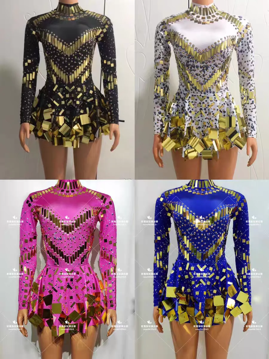 Full Diamond Lens Sexy Short Skirt Nightclub Bar Female Singer Dj Dance Team Stage Costume Supporters Guest Performance Costume