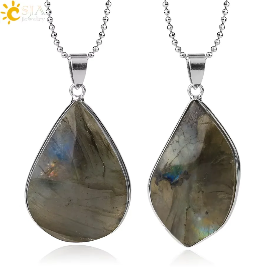CNatural Stone Black Spectrolite Pendants Necklaces Irregular Labradorite Crystal Energy for Men Female Amulet Jewelry G419