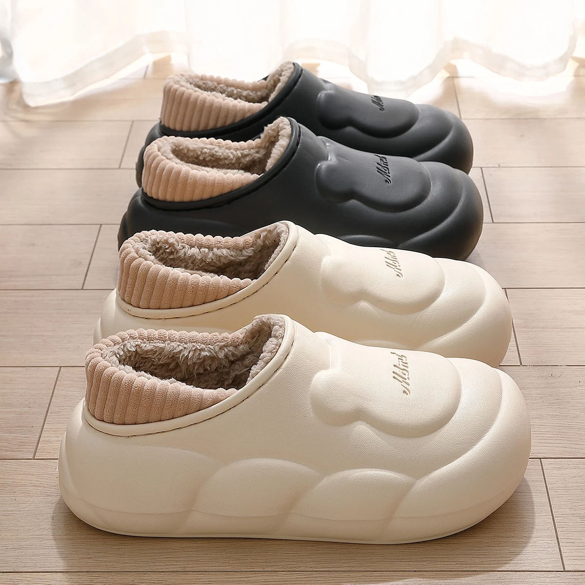 Waterproof Cotton Slippers Women's Autumn Winter New Indoor Home Warm Blo Heel Anti-slip Moon Cotton oes Outdoor Wear