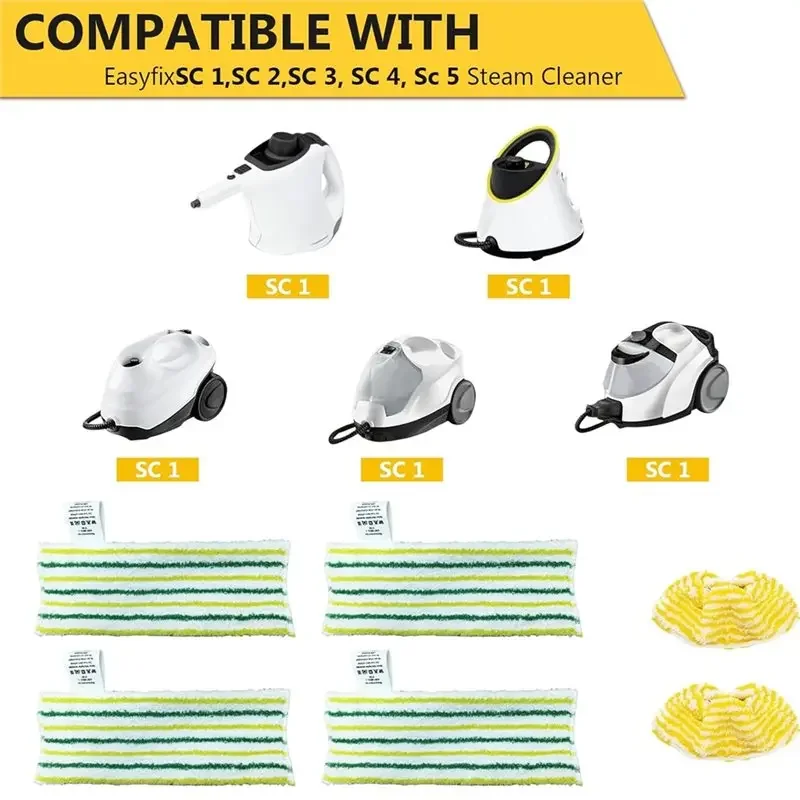 Universal 6PCS Floor Cloth Set For Karcher SC2 SC3 SC4 SC5 Steam Cleaners-Washable Floor Cloths Covers Accessory
