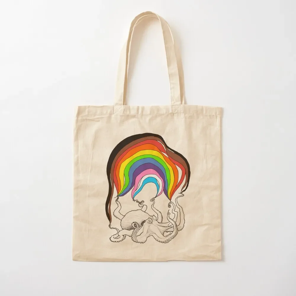 

Octopus with Rainbow Tote Bag tote bags men Custom bag hand bags hand bag