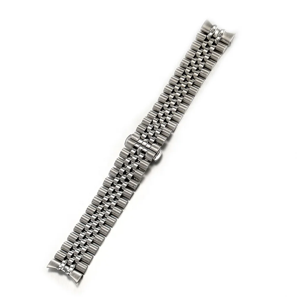 

22MM Silver Stainless Steel Solid Curved End Jubilee Watch Band Strap Bracelet Fit For Seiko007 watch