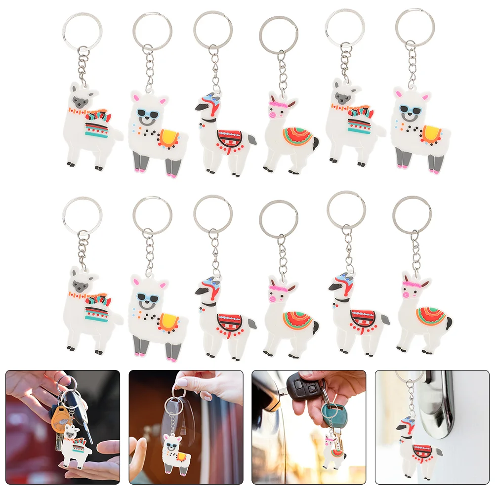 

24 Pcs Alpaca Keychain Bag Zipper Pendants Multipurpose Keychains Fashion Lovely Pvc Ornaments Adorable Rings Child