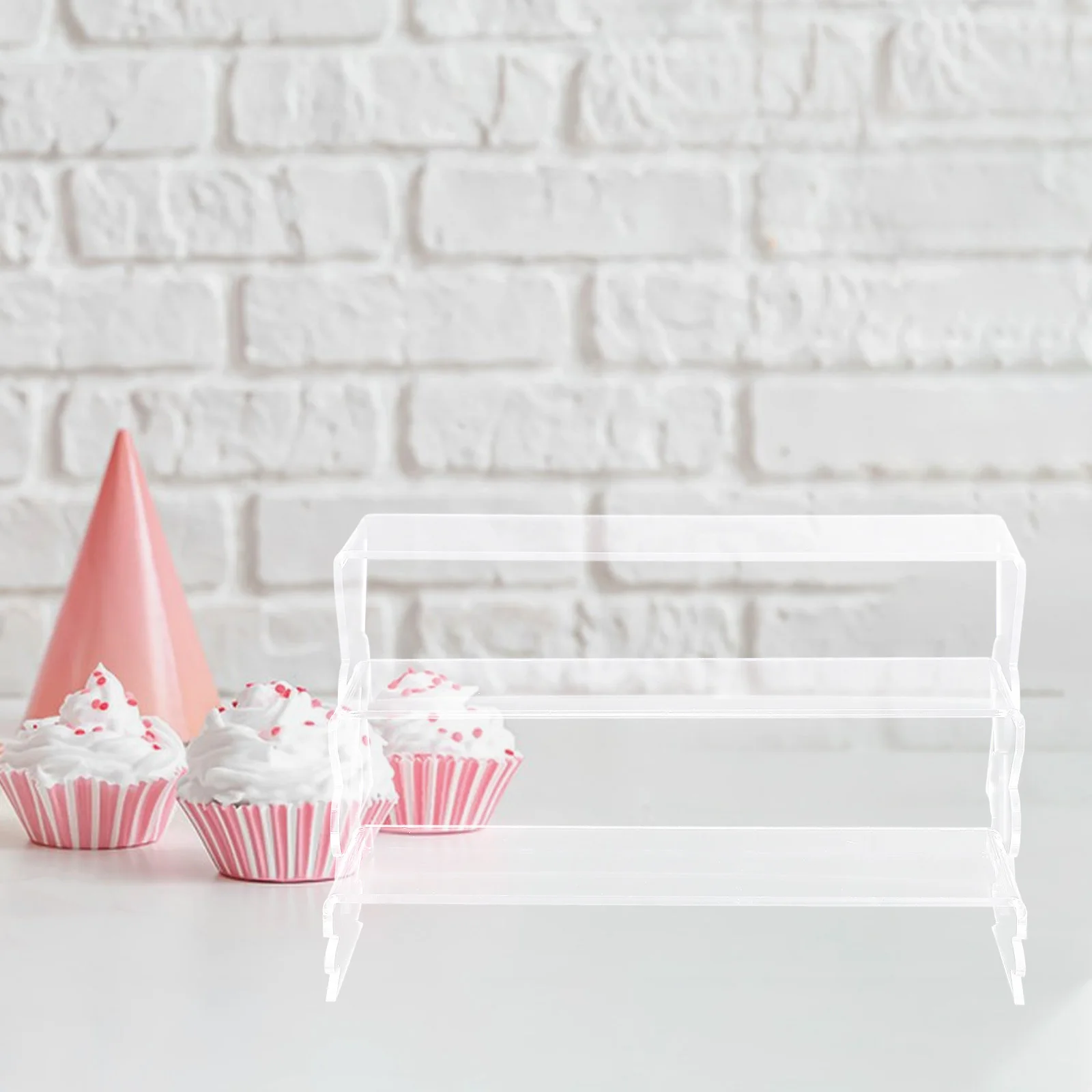 

3Pcs Acrylic Display Rack Storage Set for Cupcakes Cosmetics Jewelry Collections Multifunctional Tiered Stand Easy to Clean