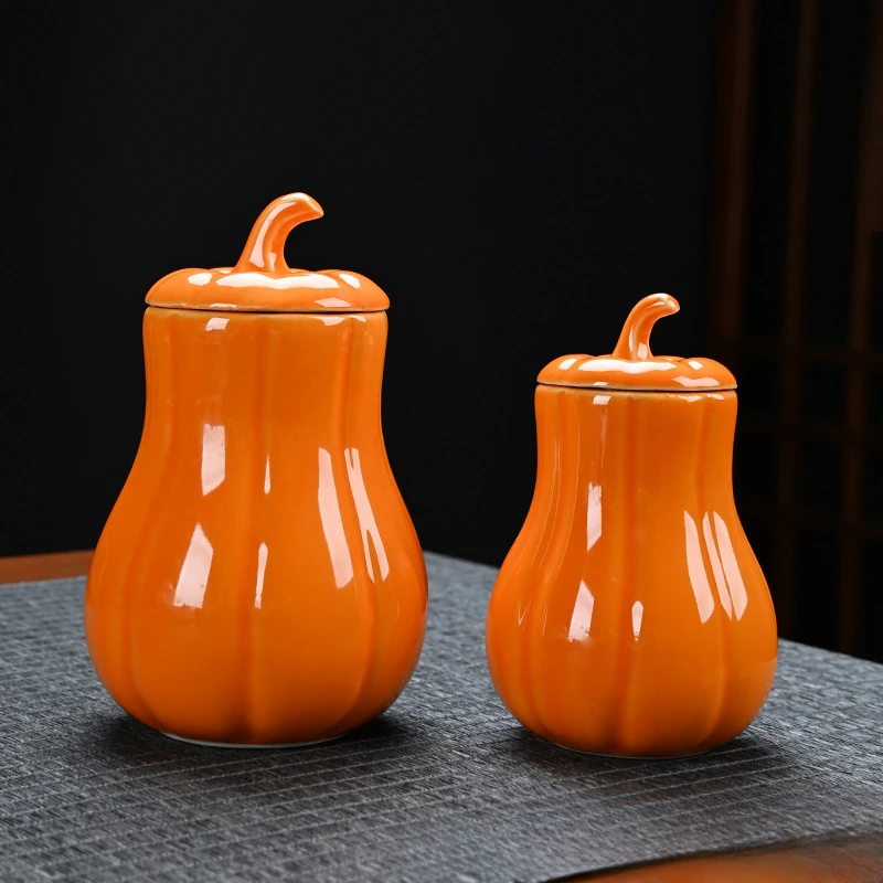 Simulated Pumpkin Tea Jar Ceramic Candy Jar Everything Goes Smoothly Wedding Seal Happy Candy Jar Business Event Gift
