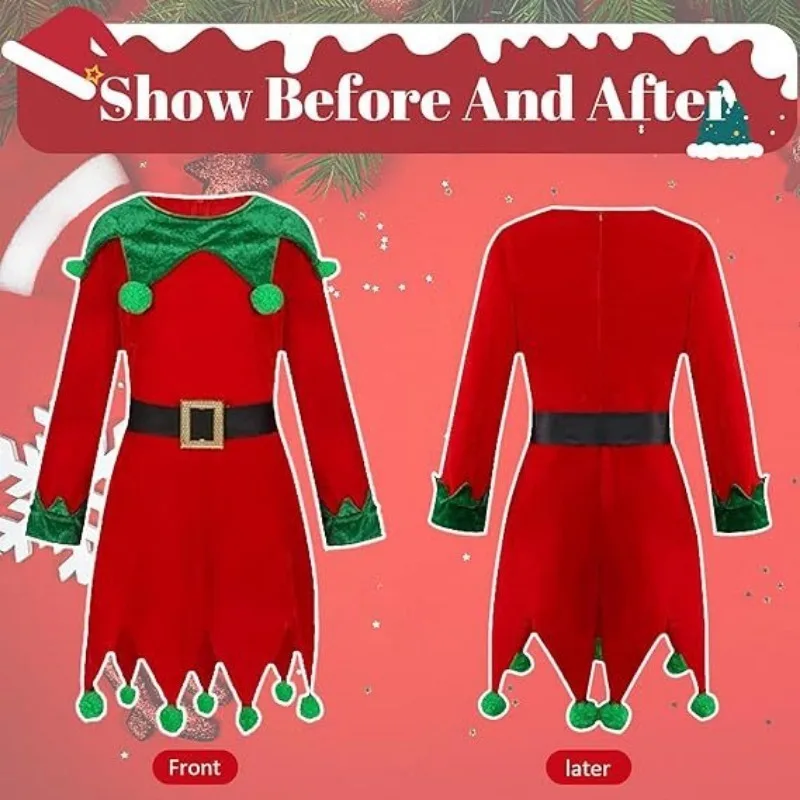 

Girl Cosplay Costume Dress Christmas Elf Dress Costume Set Elf
