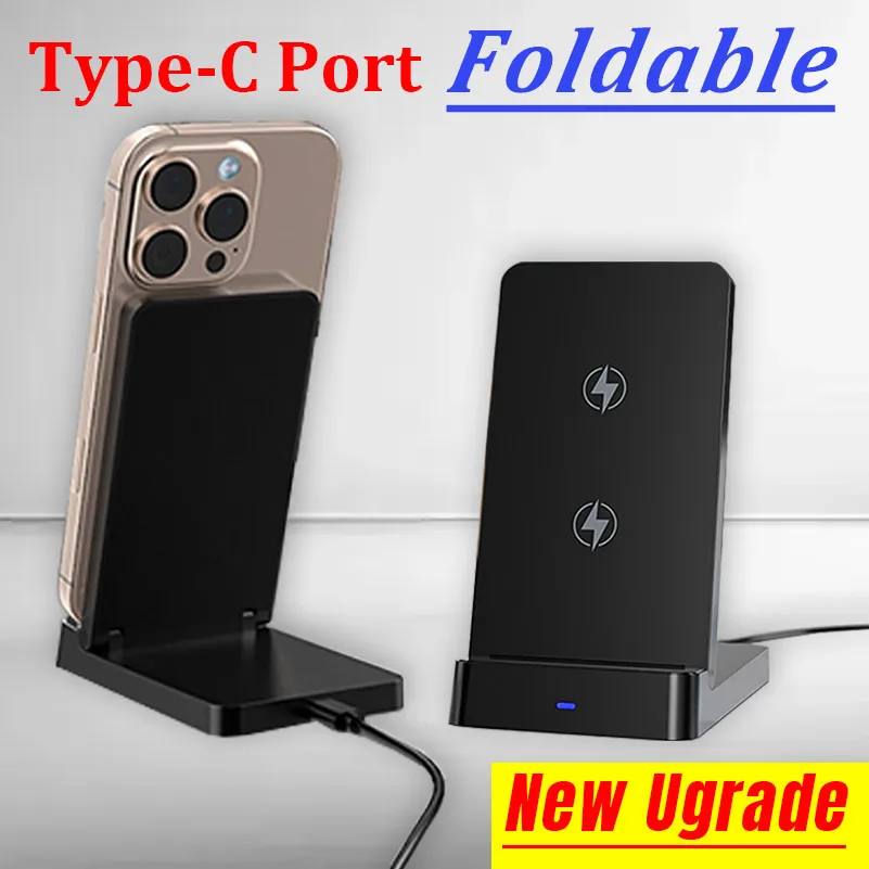 Double Coil Wireless Charger Foldable Phone Holder Stand For iPhone 16 15 14 13 12 Pro Max Samsung Xiaomi Fast Charging Station