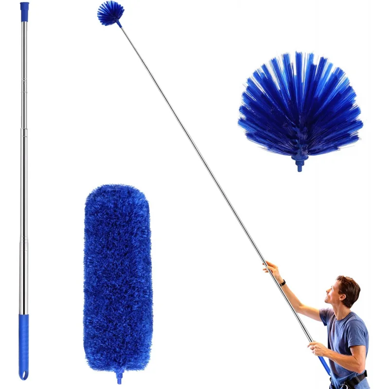 

Washable Duster Kit with Extension Pole 2 Duster Heads Corner Brush Aluminum Telescoping