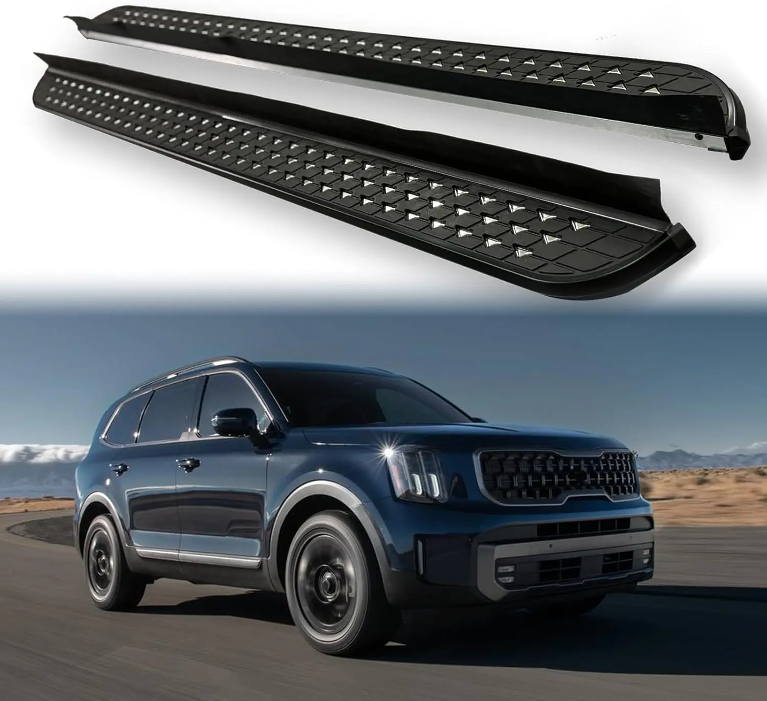 

2 шт. доски для бега, боковые ступеньки, педальные планки, подходят для KIA Telluride 2020-2025, черный алюминий, современный стиль