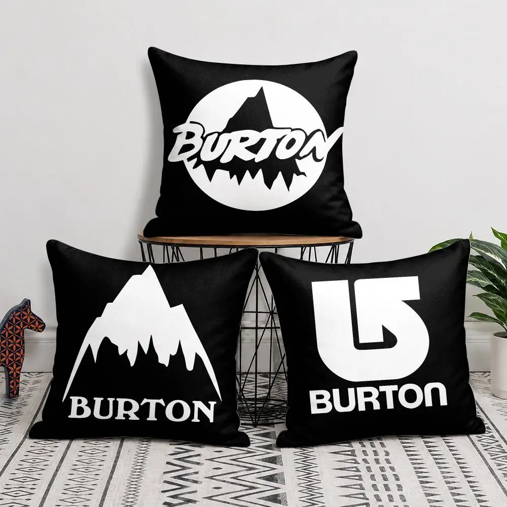 Skiing Brand B-Burton Cushion Cover Double-Sided Plush Sofa Cushion Covers Organic Breathable Invisible Zipper