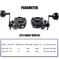 Mavllos Decrk Single Metal Handle Saltwater Casting Reel - 15KG Brake Force Speed Ratio 6.4:1 Light Saltwater Baitcasting Reel