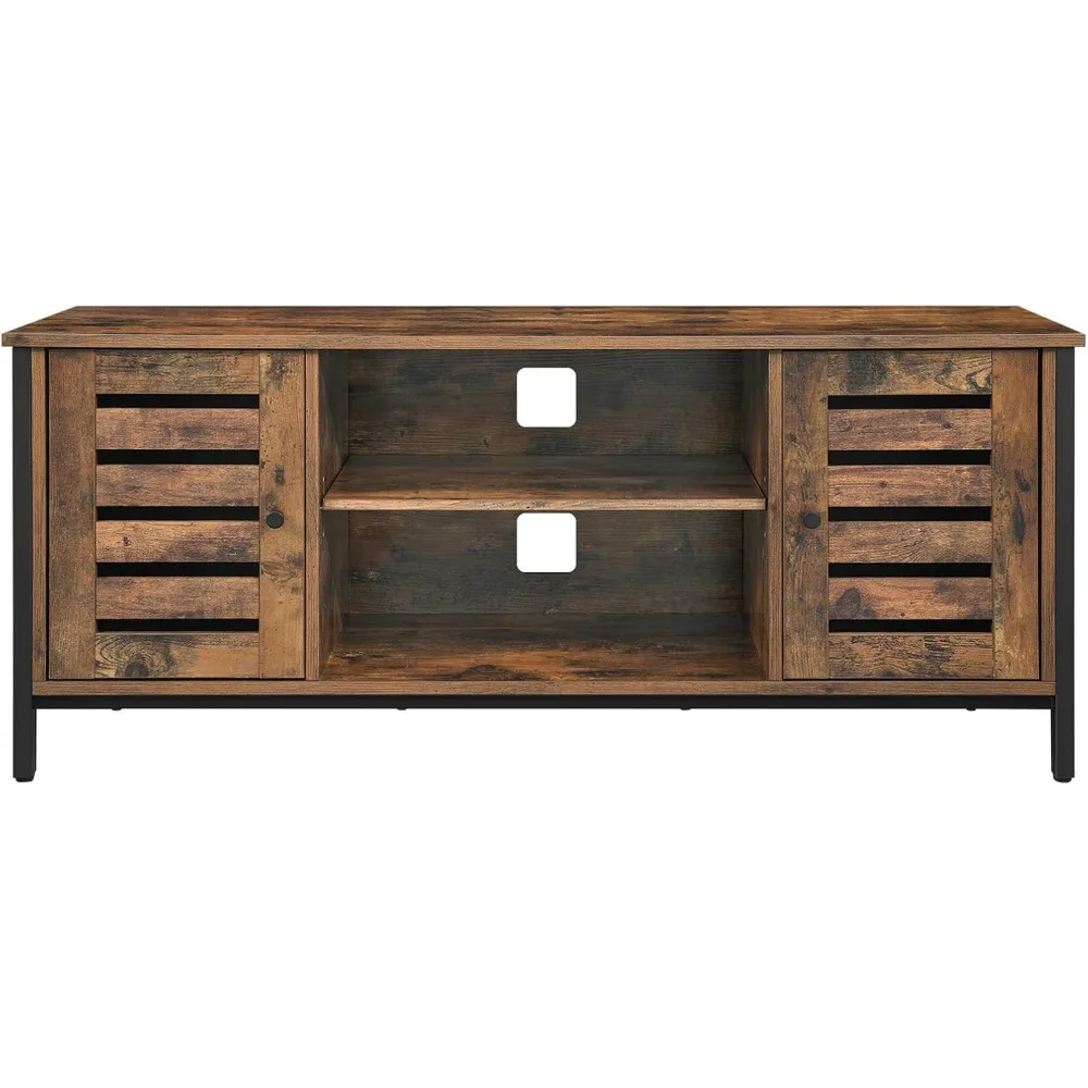 TV Stand for 50 Inches Televisions, Entertainment Center with Storage Shelves, Cabinet with Louvered Doors, 43.3‘’, Rustic Brown