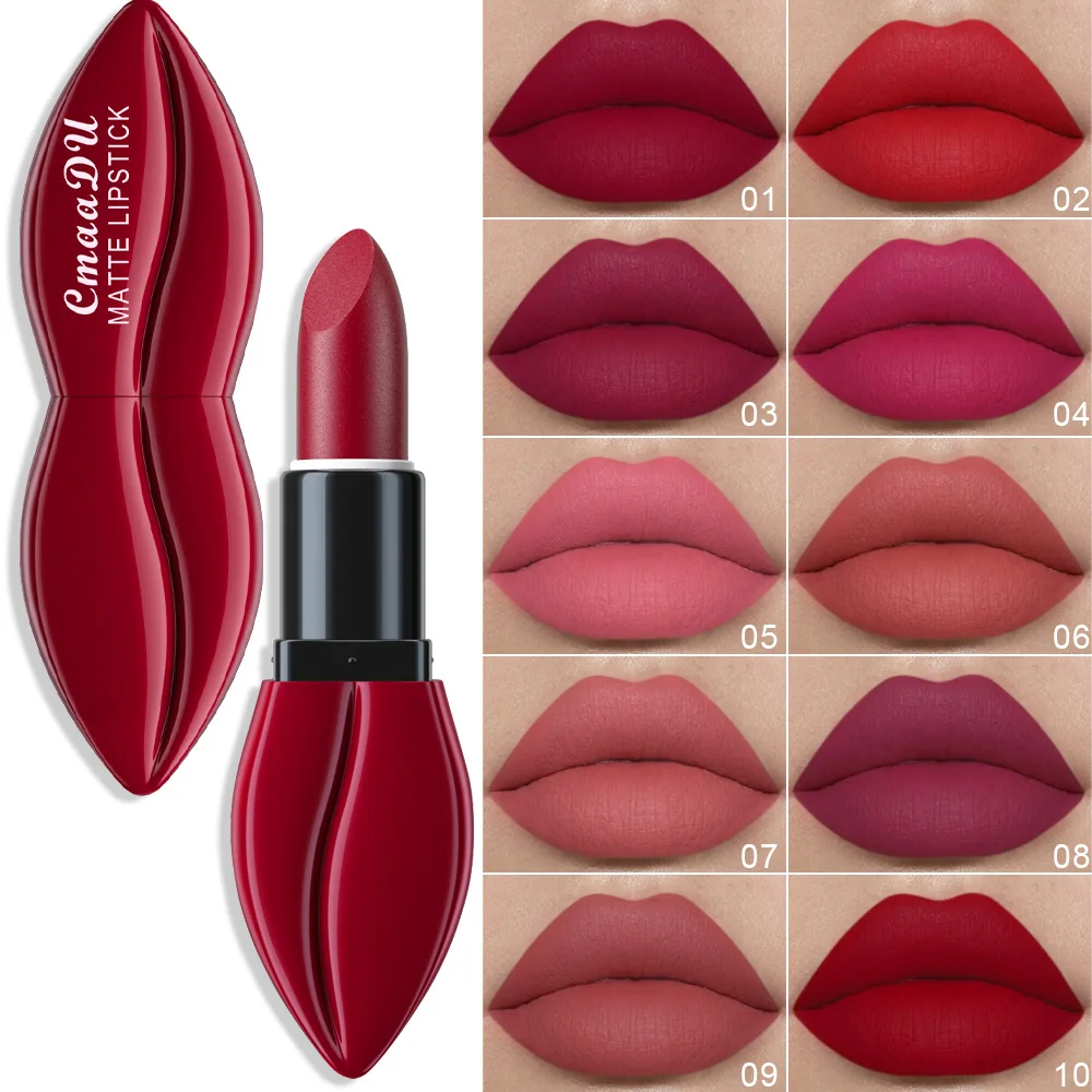 10 Colors Waterproof Big Mouth Nude Matte Lipsticks Long Lasting Lip Stick Not Fading Sexy Red Velvet Lipstick Makeup Cosmetic