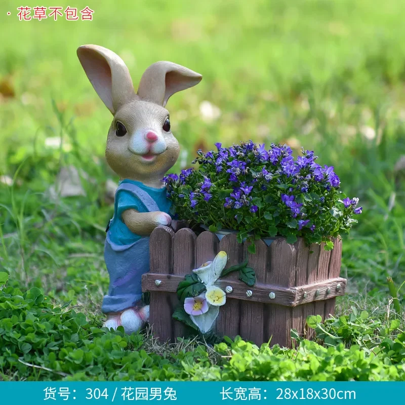 Cartoon rabbit flower pot tank outdoor animal sculpture garden landscape sketch balcony courtyard kindergarten decorativ