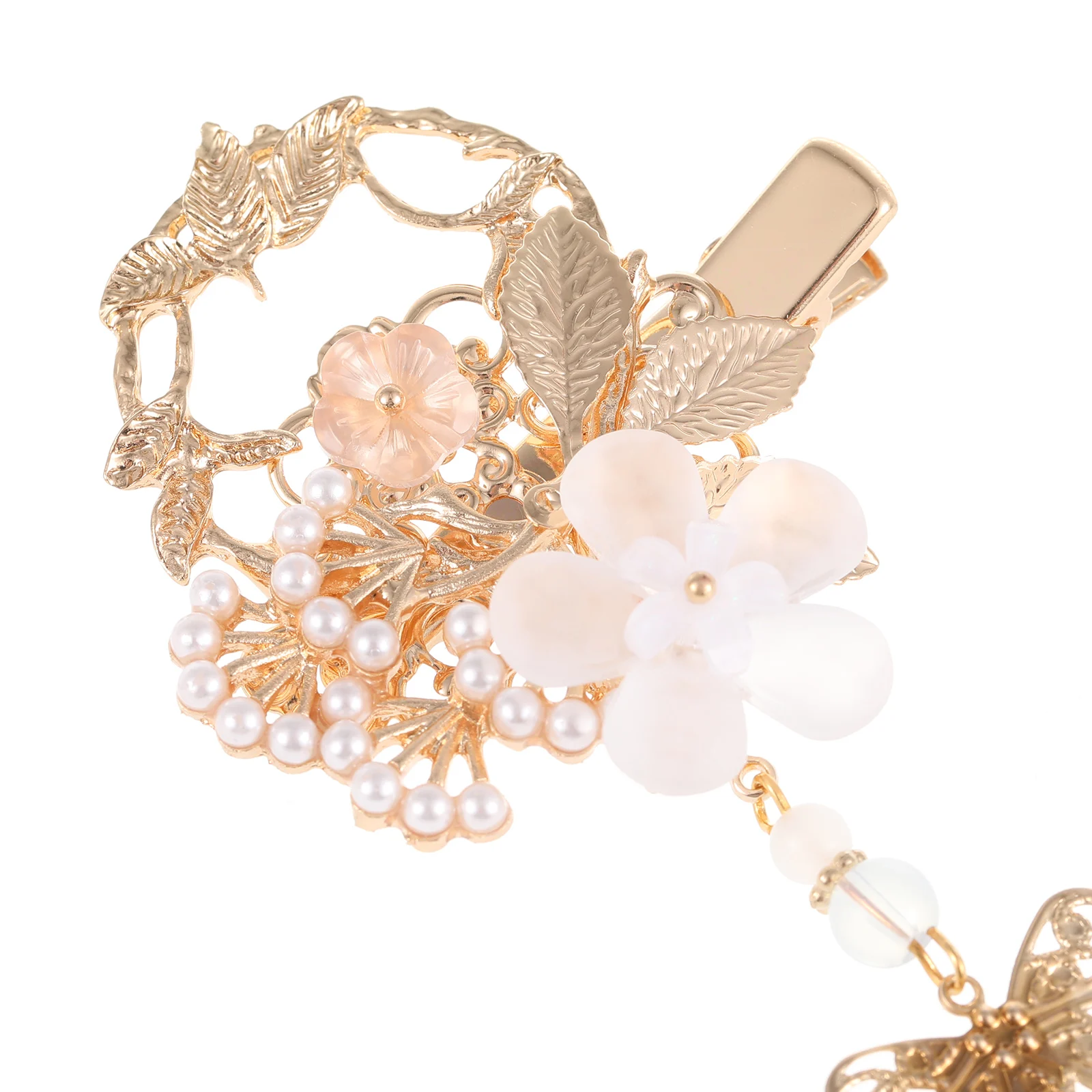 

Chic Hairpin Retro Tassel Women Hair Clip Vintage Alloy Beaded Pearl Decorative Accessory For Wedding Party