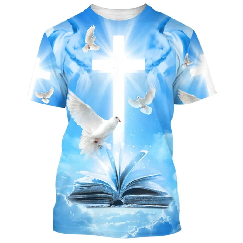 2025 hommes femmes universel hauts t-shirt nouveau fils de dieu jésus croix impression impression 3d mode décontracté Y2k à manches courtes hommes vêtements