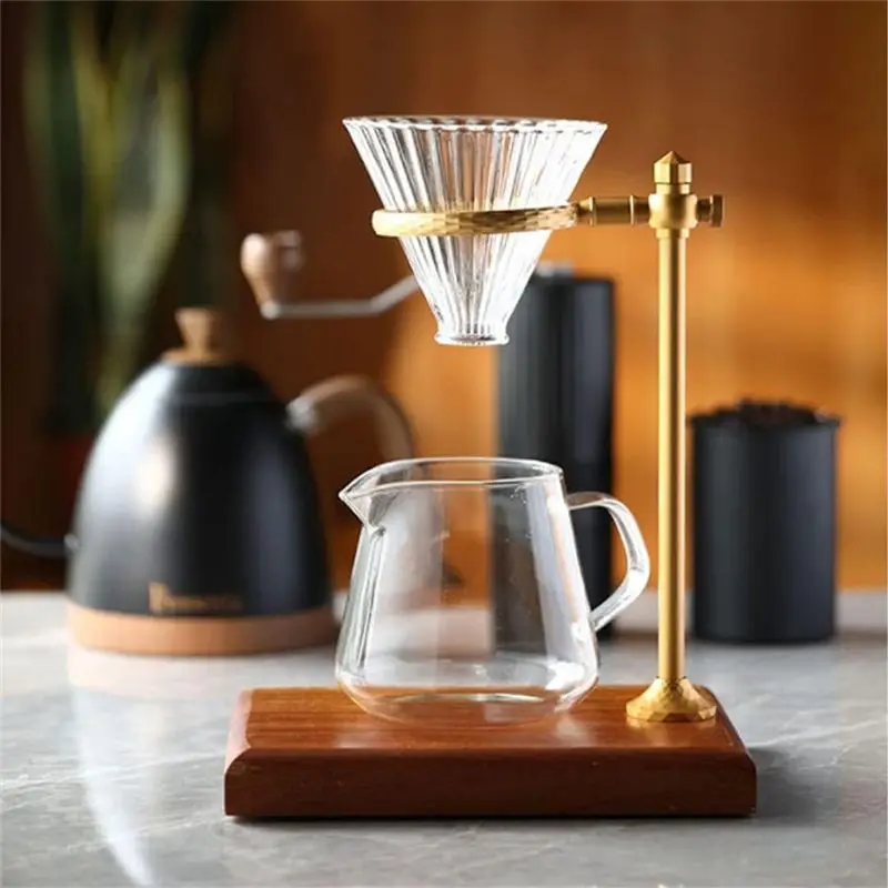 

AB09 Pour Over Stand Coffee Station, Pour Over Coffee Dripper Adjustable Coffee Filter Stand Holder with Wooden Base