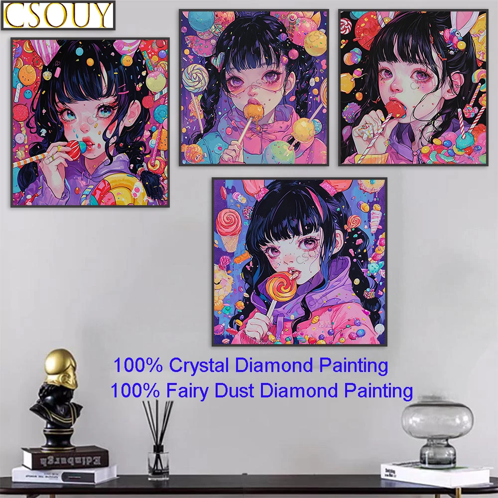 

Candy-Colored Dessert Fairy Dust Full Square Diy Diamond Painting Cross Stitch Embroidery Mosaic Home Decor Needlework Crystal A