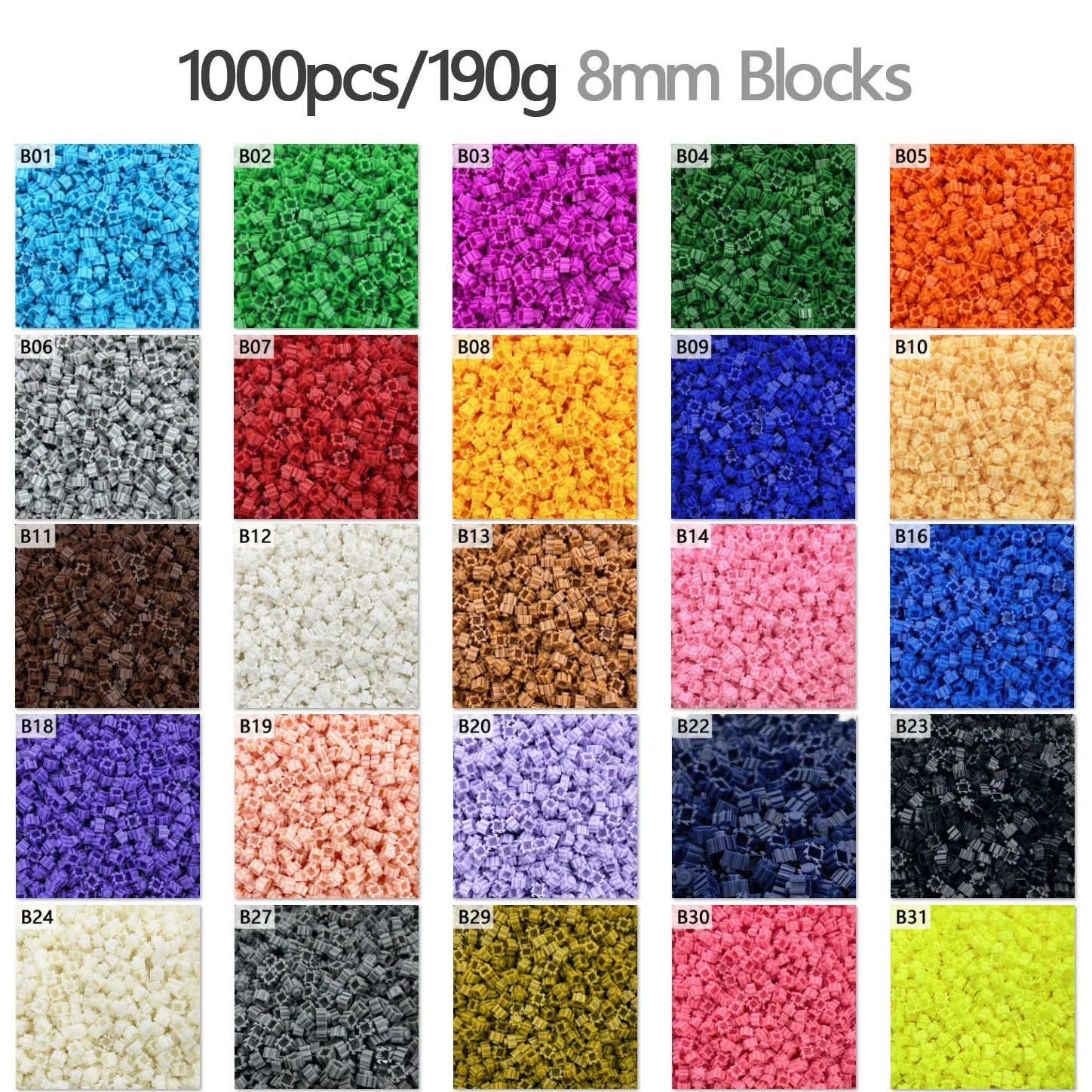 100pcs 8*8mm Pixel Art Puzzle Micro Diamond Building Blocks 40colors DIY 3D Small Brick For Children\'s Toy Educational Kids