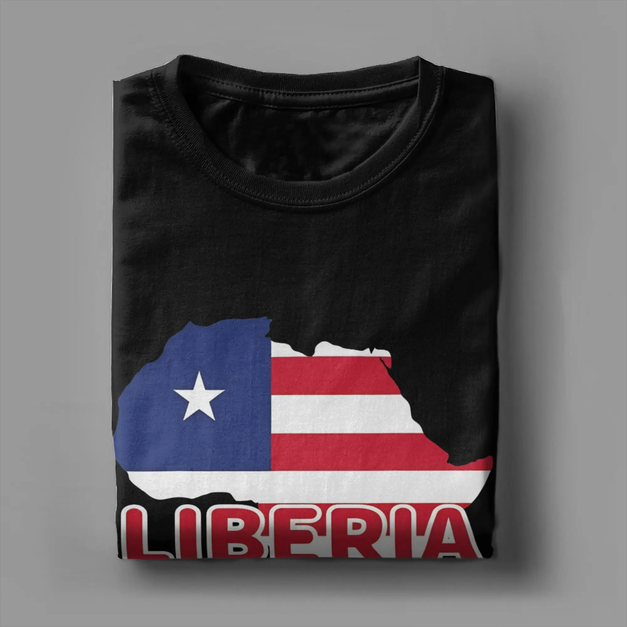 Liberia Liberian Flag Map Africa Print T Shirt Beach 100% Cotton T Shirts For Men Trending Pattern Tshirt Short Sleeve Tees