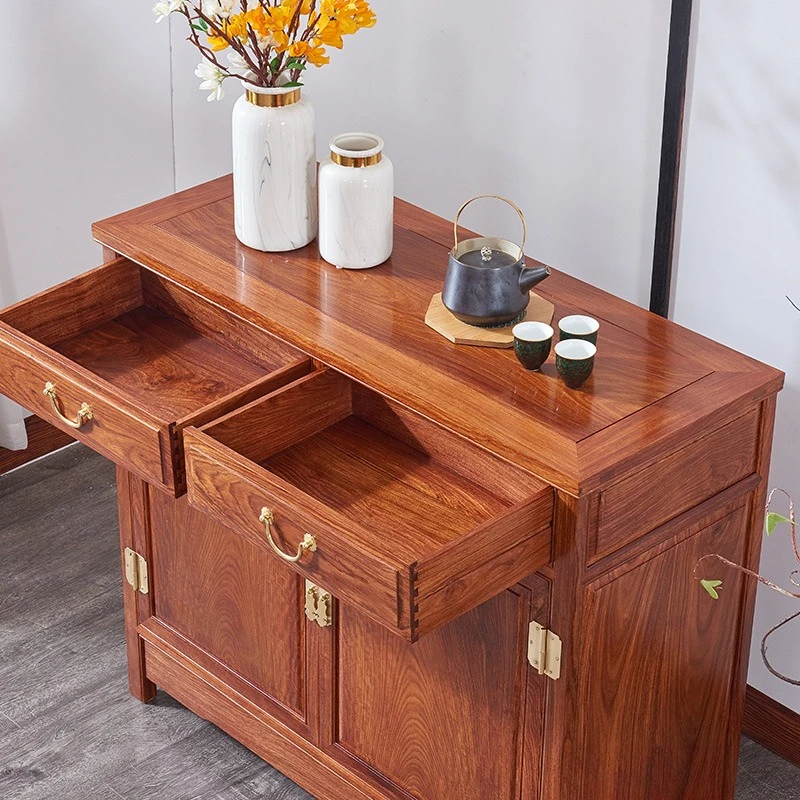 side cabinet, new Chinese hedgehog red sandalwood plain surface small locker, solid wood cabinet storage