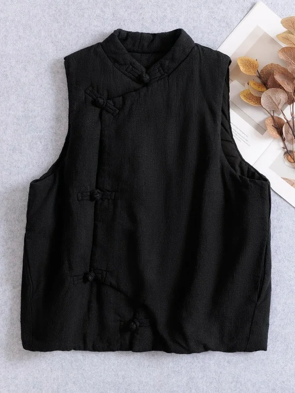 本物の手作りコットンリネンスタンドカラーレトロジャケット新作2024年冬スレ純正品通勤スレシングルボタン