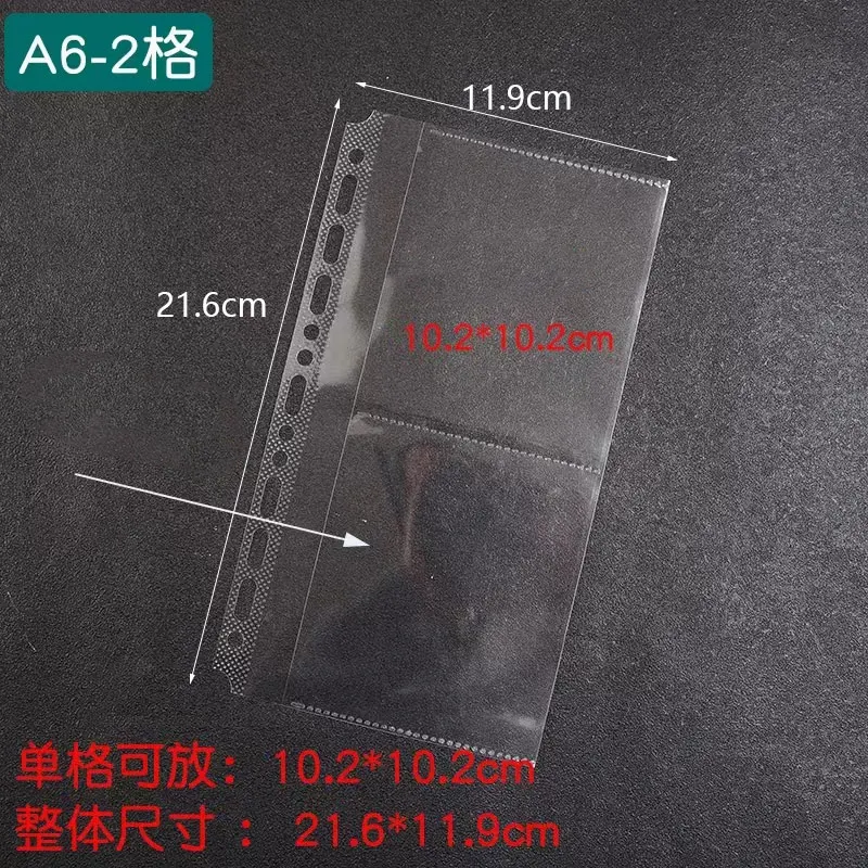 10PCS A6 Transparent Envelope Binder Pocket Refill File Holder 6Hole Loose Leaf DIY Photo Card Storage Cover Pouch Office Supply