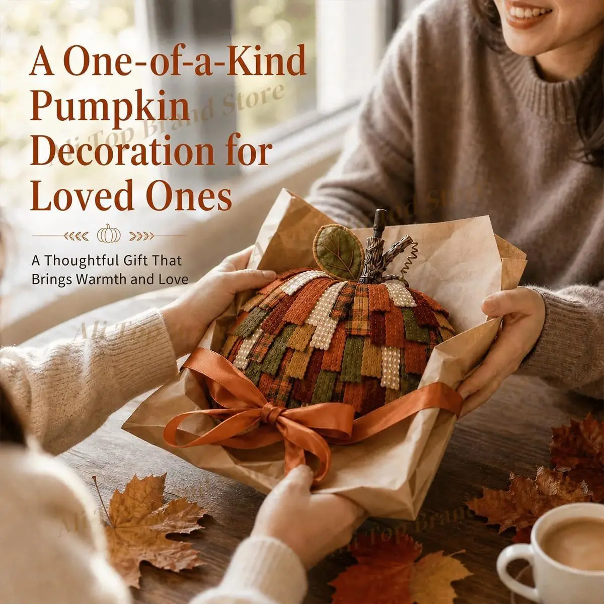 New Autumn Harvest Home Decor Rustic Patchwork Pumpkin Decoration Plaid Polka Dot Fabric Fall Wreath Autumn Harvest Front Door