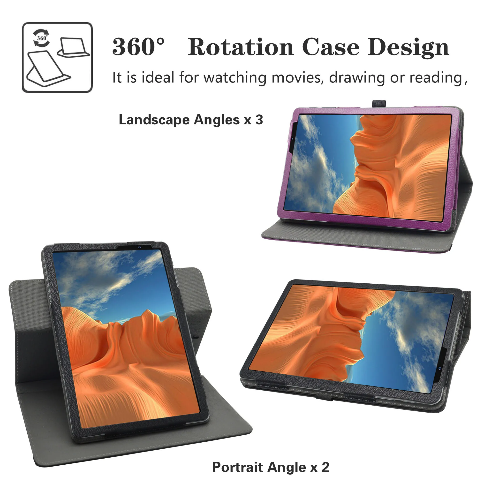 For VASOUN Tab 10 10.1 inch Tablet Case ,360 Degree Rotary Rotating PU Leather Cover
