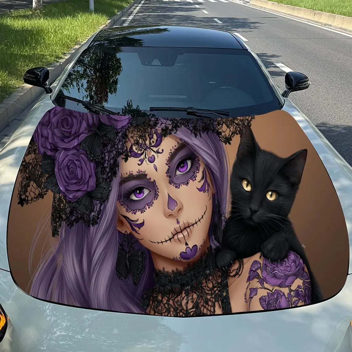 

Готическая девушка, черный кот, панк, экспедиция, ПВХ, виниловые обертывания капота двигателя автомобиля, самоклеящаяся водонепроницаемая наклейка на капот автомобиля, деко для автомобиля