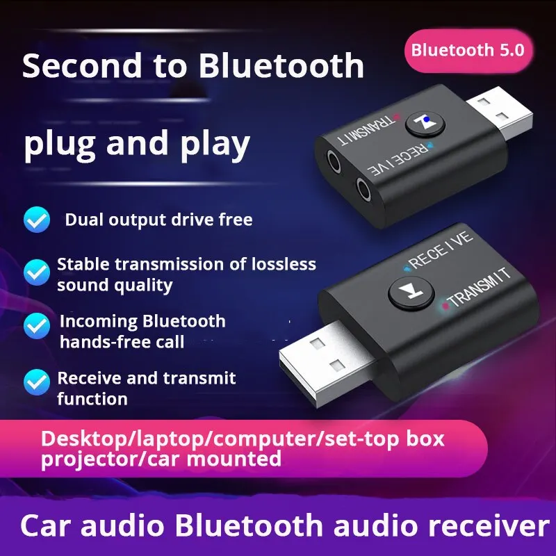 Bluetooth Audio Adapter Bluetooth USB Receiving Transmitter 2 in 1 Audio Transmitter Receiver