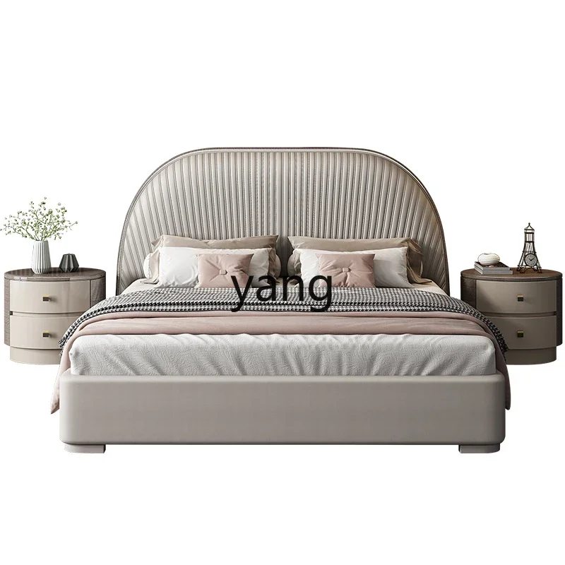 LH light luxury leather bed modern simple master bedroom double bed high-end atmospheric luxury wedding bed