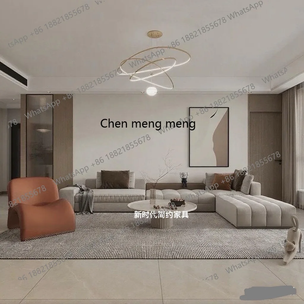 Italian light luxury designer living room villa matte fabric sofa module combination