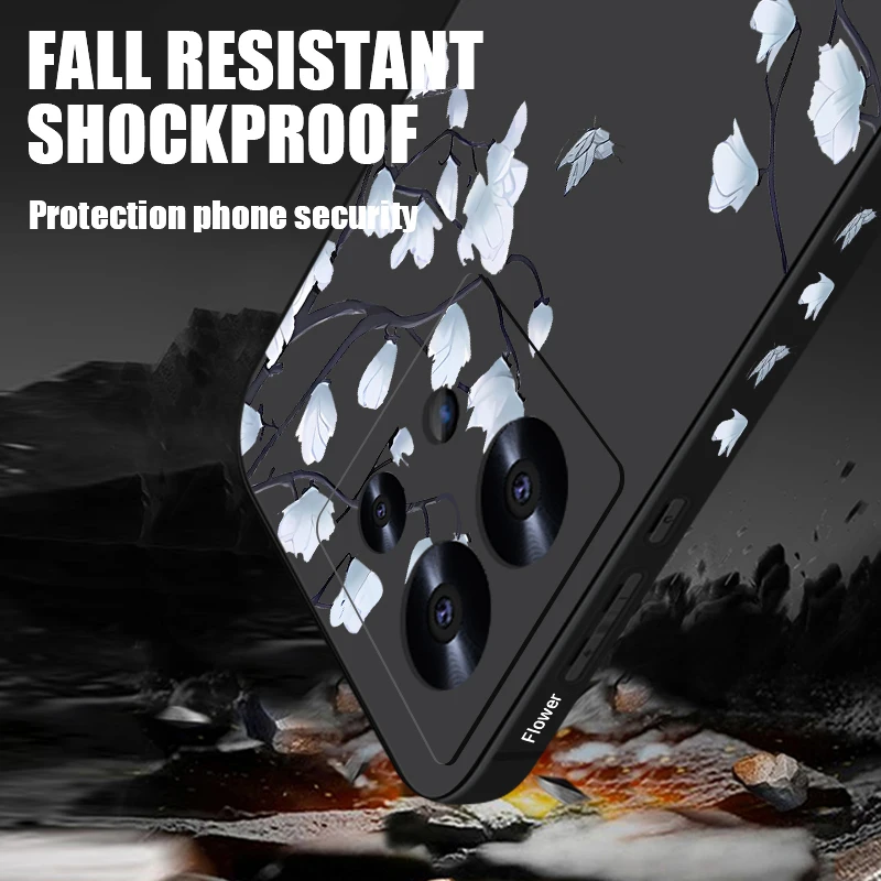Funda de lujo con cordón de flor blanca para Xiaomi Redmi Note 13 12 11 10 Pro 4G 11s Poco F6 X6 X5 MMi 11 Lite 5G NE 11T 13 Pro