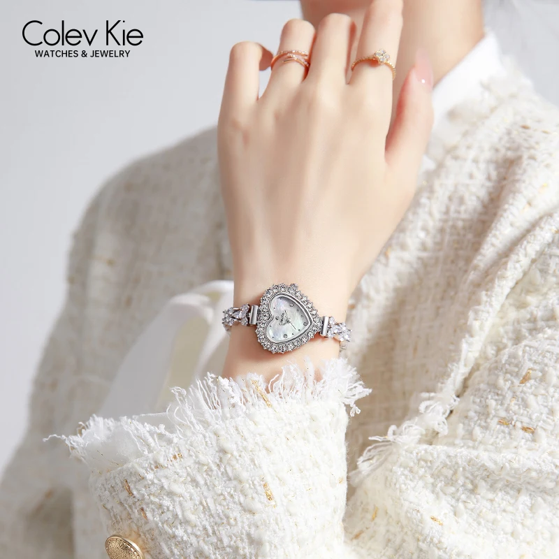 ColevKie Ladies Wristwatch Bracelet Strap Quartz Watch Love Heart Shape Elegant Women Watches Gift Sets For Girl Friend Wife