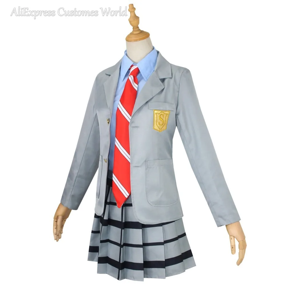 Anime Miyazono Kaori Costume Cosplay Your Lie in April Kaori School JK Uniform Cospaly Outfit costumi di Halloween per la festa delle donne