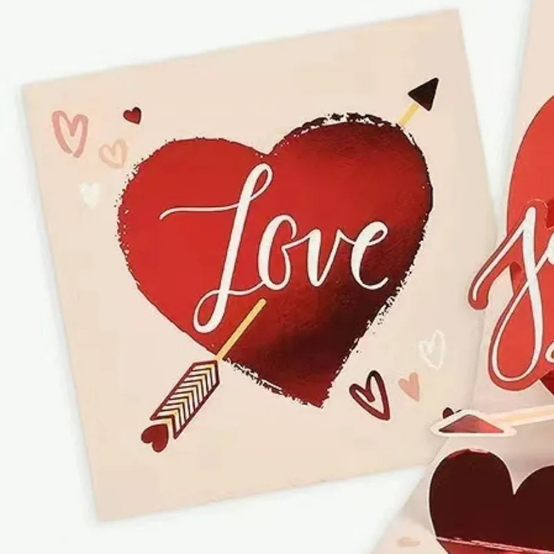 1pcs Red Valentine's Day Greeting Card Simple Three-Dimensional Greeting Card Universal Thanks Gratitude Blessings Decorative