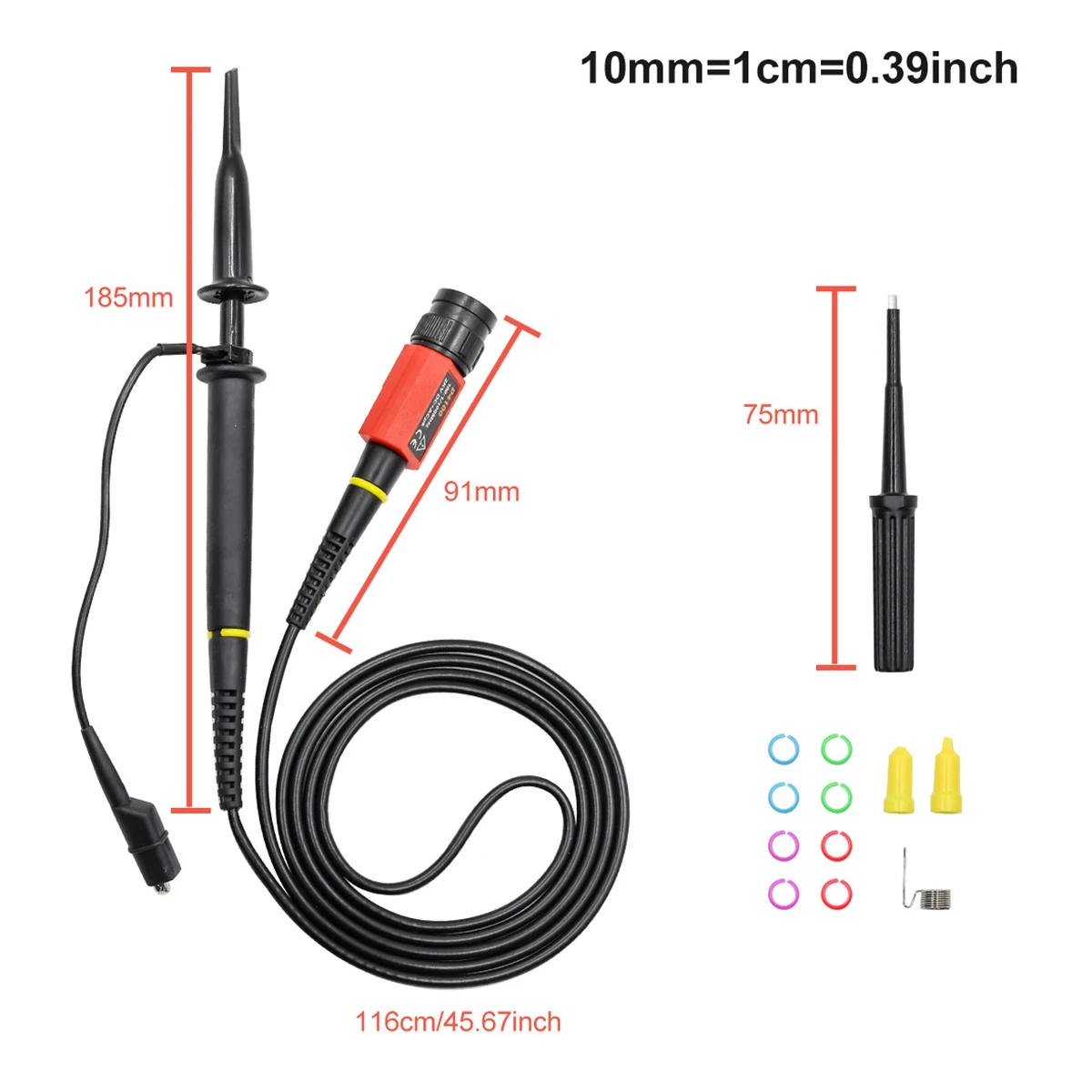 ABFKW P4100 Oscilloscope Probe 100:1 2KV High Voltage 100MHz Safety BNC Connector for Oscilloscope Adjustable Attenuation