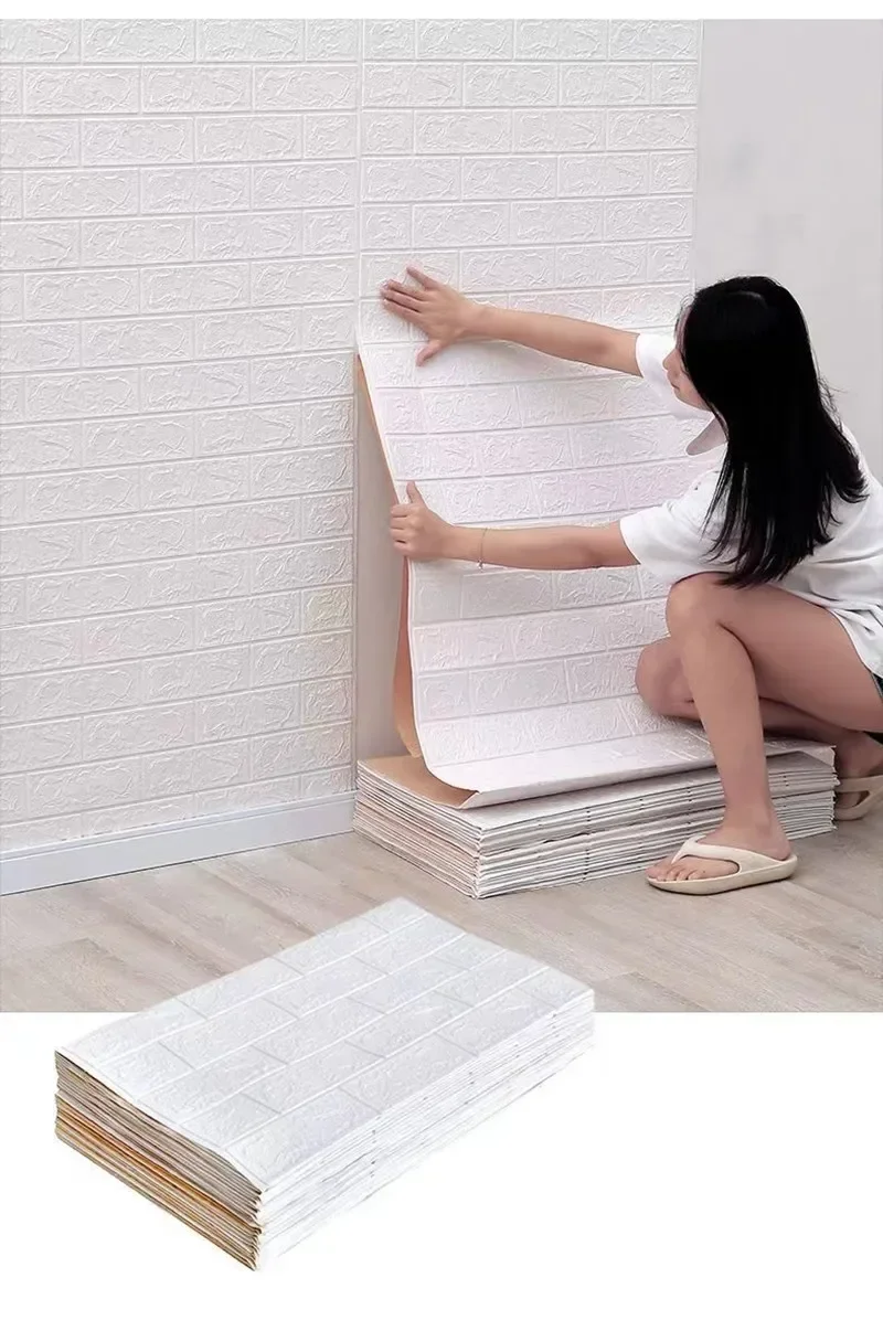 70CM x 2M 3D Wandaufkleber Nachahmung Ziegel Wasserdicht DIY Selbstklebende Tapete für Wohnzimmer Küche Schlafzimmer Home Decor – Detail 2