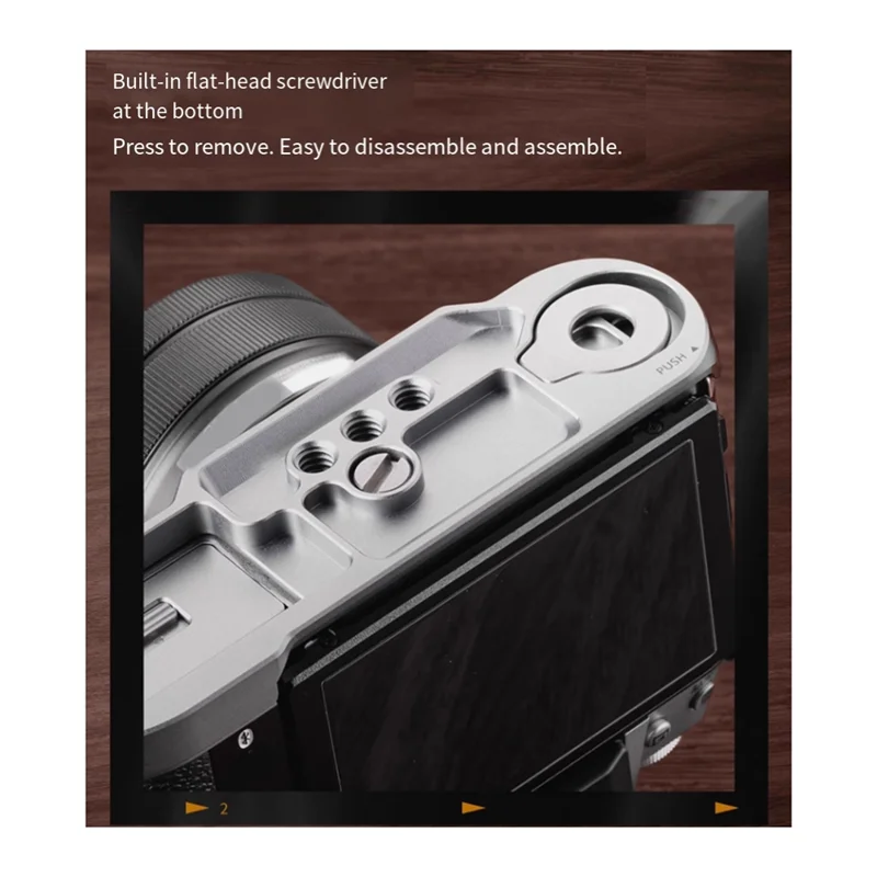 FFYY-para Fujifilm X-T50 Compatible con placa L montaje antideslizante madera ébano nogal soporte de Base de cámara agarre de mano para dedo